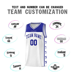 Custom White Royal Color Block Sets Sports Uniform Basketball Jersey