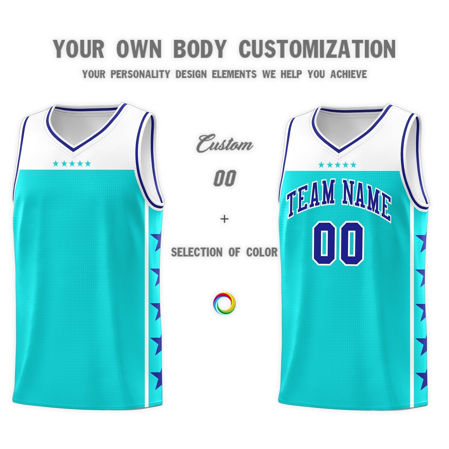 Custom Sky Blue Royal Color Block Sets Sports Uniform Basketball Jersey