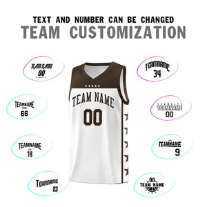 Custom White Brown Color Block Sets Sports Uniform Basketball Jersey