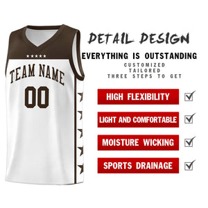 Custom White Brown Color Block Sets Sports Uniform Basketball Jersey