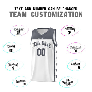 Custom White Dark Gray Color Block Sets Sports Uniform Basketball Jersey