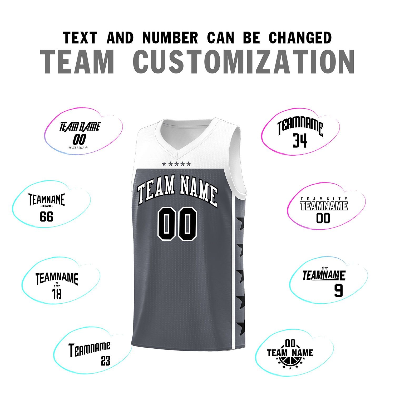 Custom Dark Gray White Color Block Sets Sports Uniform Basketball Jersey