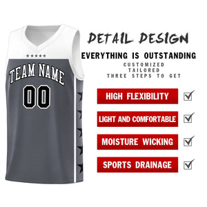 Custom Dark Gray White Color Block Sets Sports Uniform Basketball Jersey