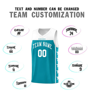 Custom Aqua White Color Block Sets Sports Uniform Basketball Jersey