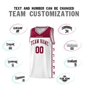 Custom White Crimson Color Block Sets Sports Uniform Basketball Jersey