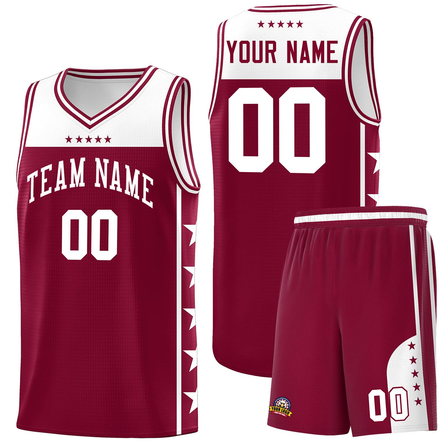 Custom Crimson White Color Block Sets Sports Uniform Basketball Jersey