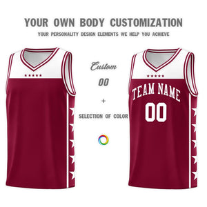 Custom Crimson White Color Block Sets Sports Uniform Basketball Jersey