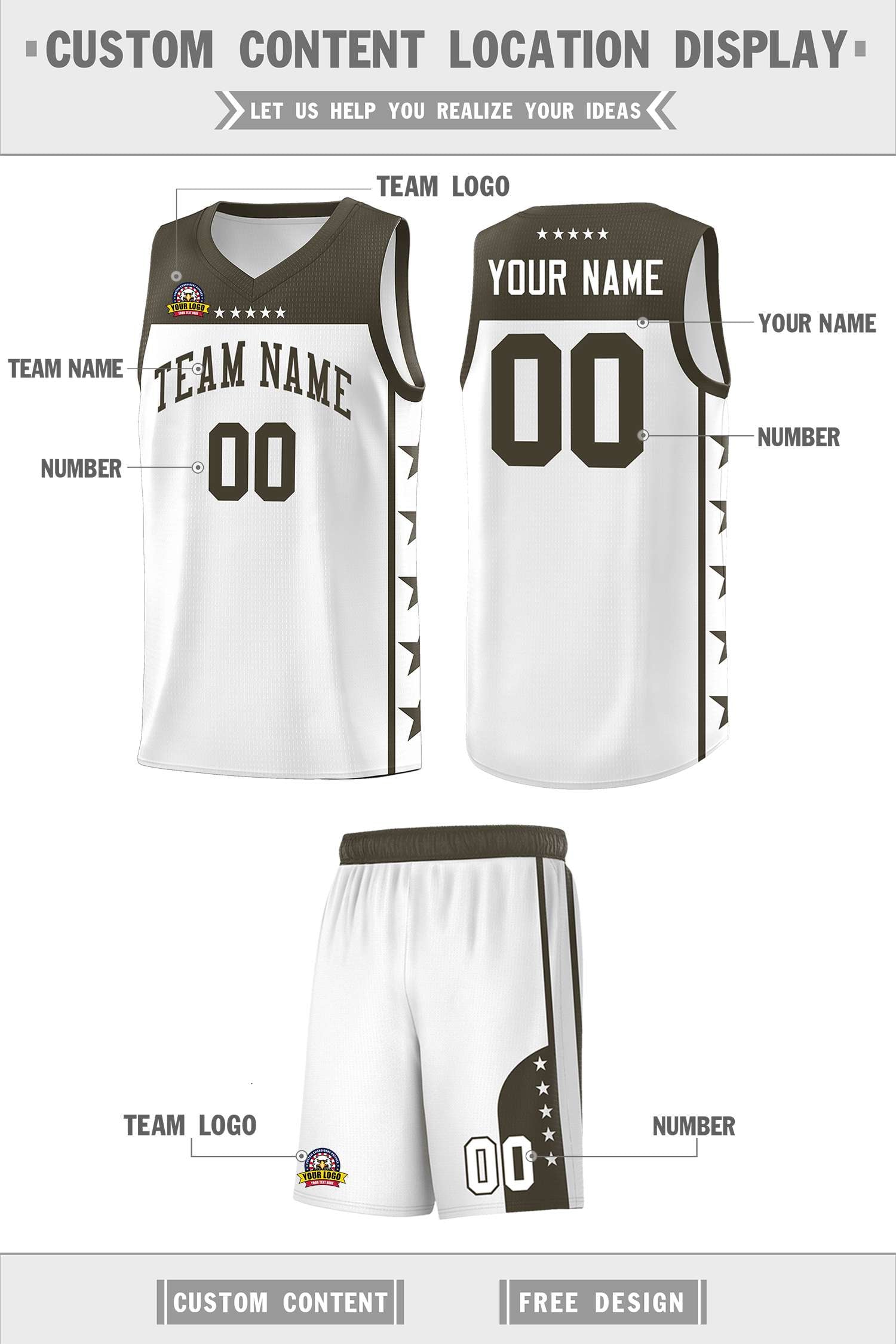 Custom White Olive Color Block Sets Sports Uniform Basketball Jersey