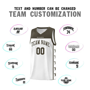 Custom White Olive Color Block Sets Sports Uniform Basketball Jersey