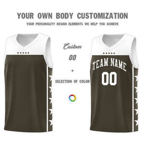 Custom Olive White Color Block Sets Sports Uniform Basketball Jersey