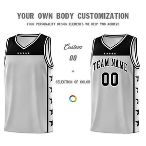 Custom Gray Black Color Block Sets Sports Uniform Basketball Jersey