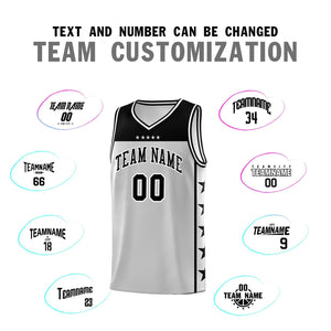 Custom Gray Black Color Block Sets Sports Uniform Basketball Jersey