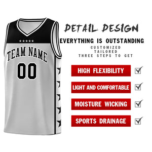 Custom Gray Black Color Block Sets Sports Uniform Basketball Jersey