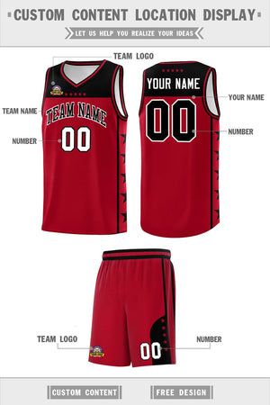 Custom Red Black Color Block Sets Sports Uniform Basketball Jersey