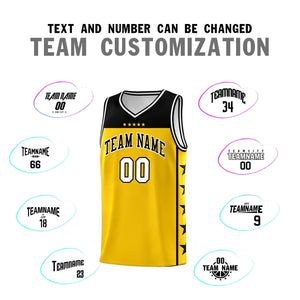 Custom Gold Black Color Block Sets Sports Uniform Basketball Jersey