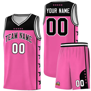 Custom Pink Black Color Block Sets Sports Uniform Basketball Jersey