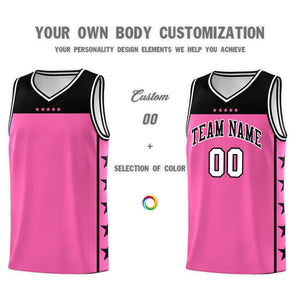 Custom Pink Black Color Block Sets Sports Uniform Basketball Jersey