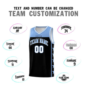 Custom Black Light Blue Color Block Sets Sports Uniform Basketball Jersey