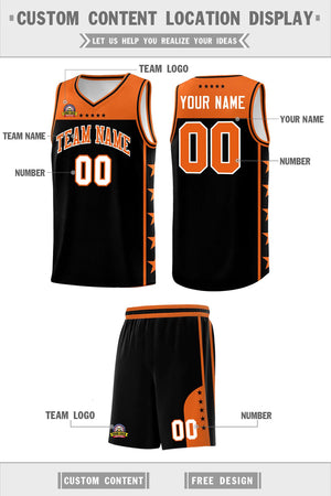 Custom Black Orange Color Block Sets Sports Uniform Basketball Jersey