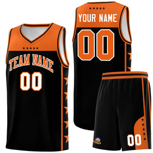 Custom Black Orange Color Block Sets Sports Uniform Basketball Jersey