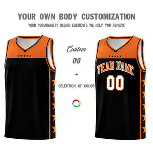 Custom Black Orange Color Block Sets Sports Uniform Basketball Jersey