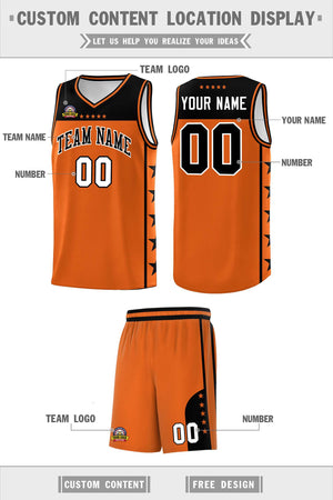 Custom Orange Black Color Block Sets Sports Uniform Basketball Jersey