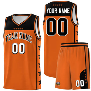 Custom Orange Black Color Block Sets Sports Uniform Basketball Jersey