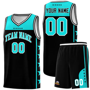 Custom Black Bright Green Color Block Sets Sports Uniform Basketball Jersey