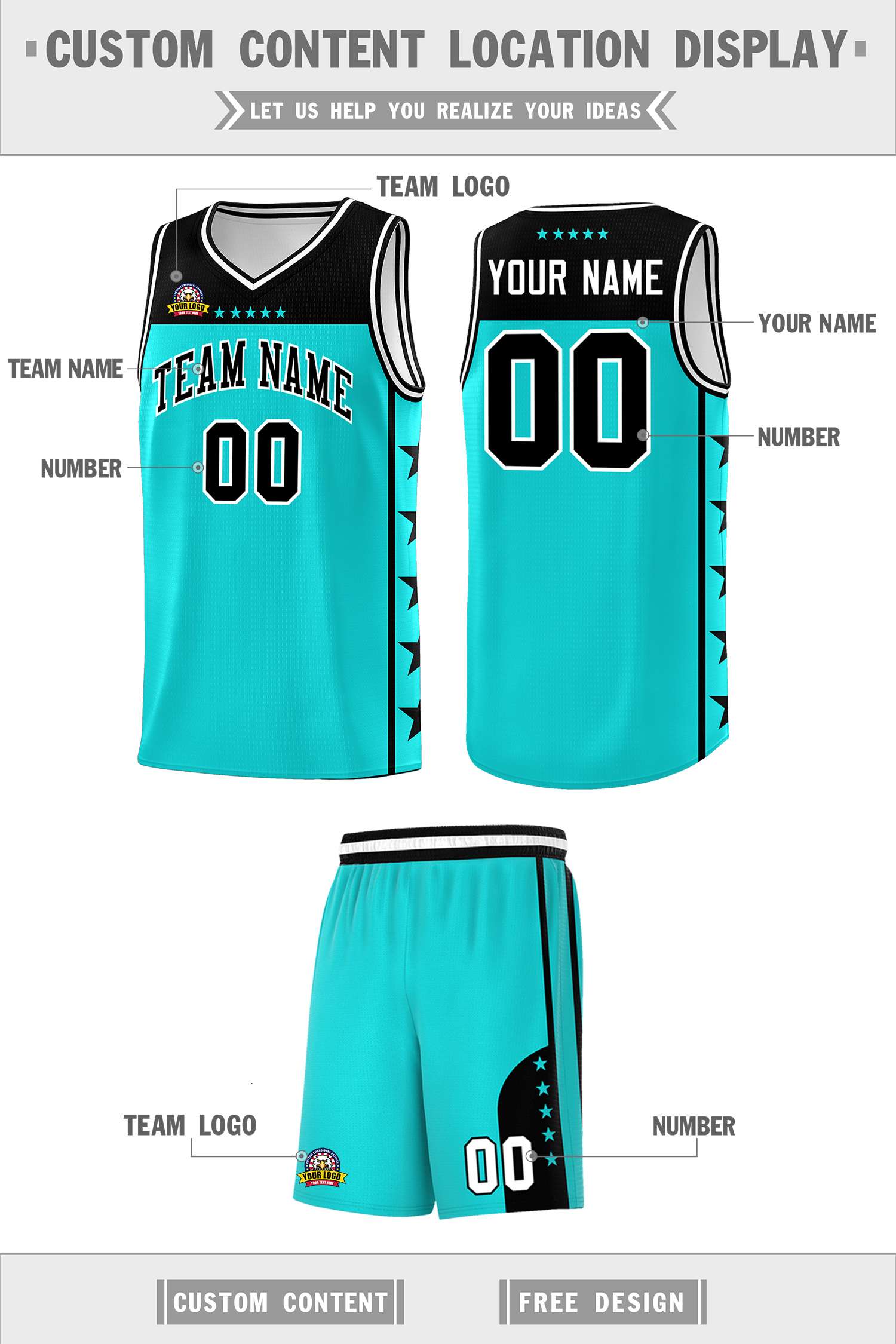 Custom Bright Green Black Color Block Sets Sports Uniform Basketball Jersey