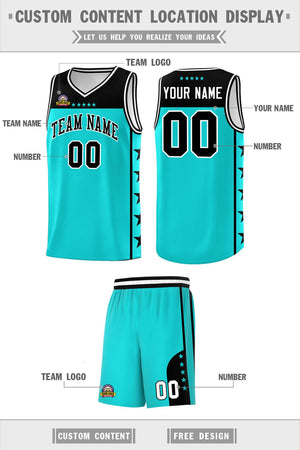 Custom Bright Green Black Color Block Sets Sports Uniform Basketball Jersey