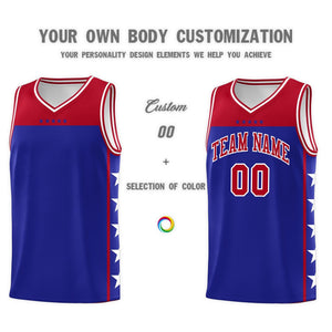 Custom Royal Red Color Block Sets Sports Uniform Basketball Jersey