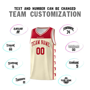 Custom Cream Red Color Block Sets Sports Uniform Basketball Jersey