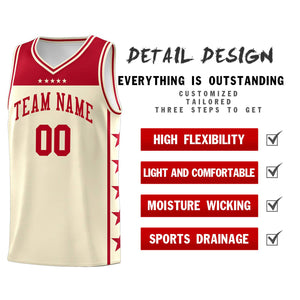 Custom Cream Red Color Block Sets Sports Uniform Basketball Jersey