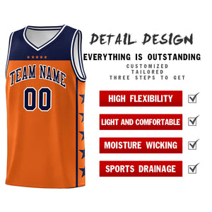 Custom Orange Navy Color Block Sets Sports Uniform Basketball Jersey