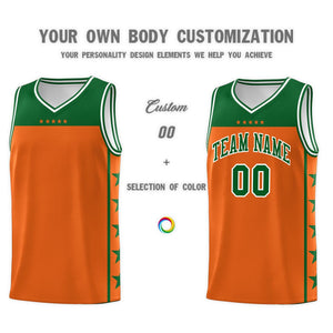 Custom Orange Kelly Green Color Block Sets Sports Uniform Basketball Jersey