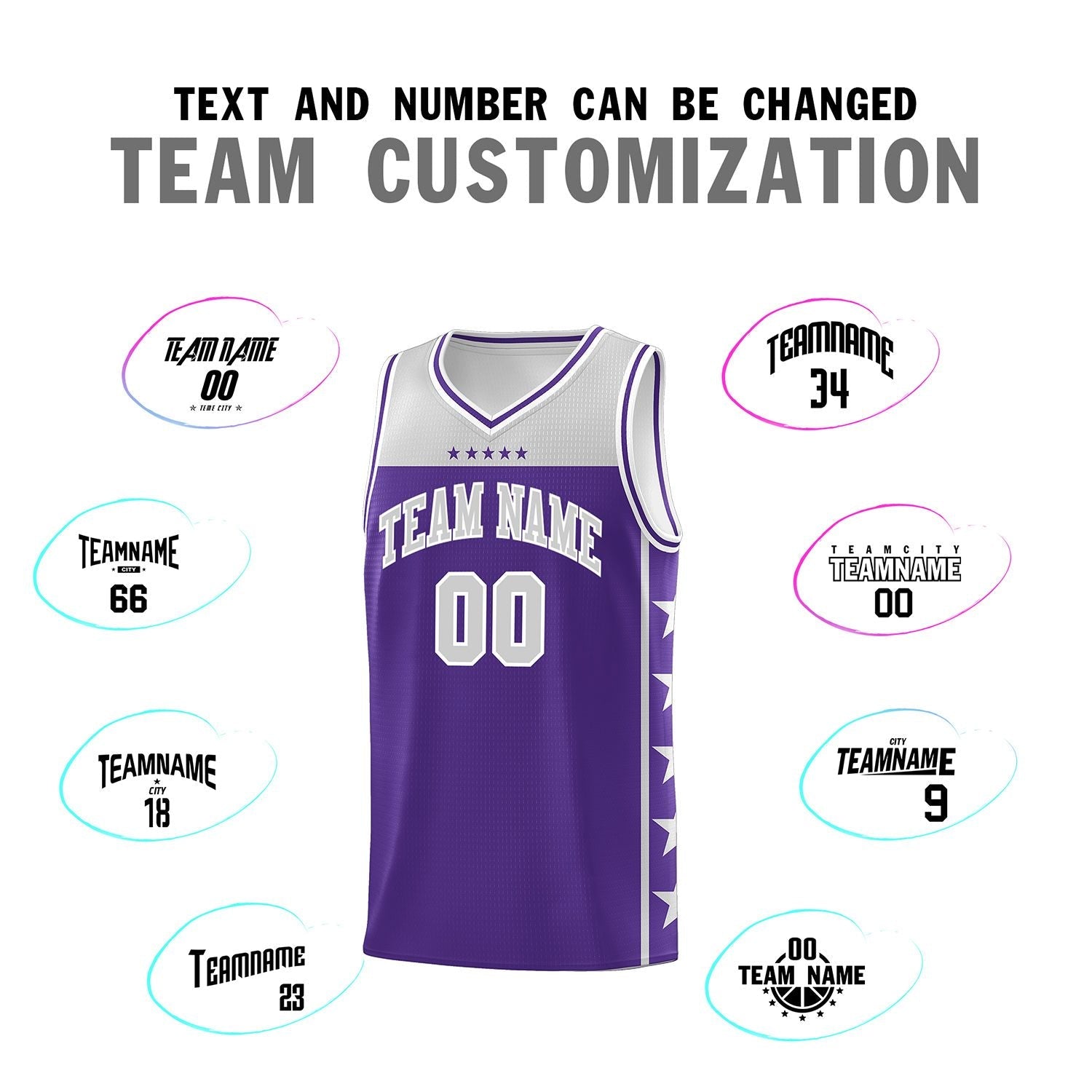 Custom Purple Gray Color Block Sets Sports Uniform Basketball Jersey