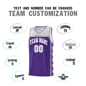 Custom Purple Gray Color Block Sets Sports Uniform Basketball Jersey