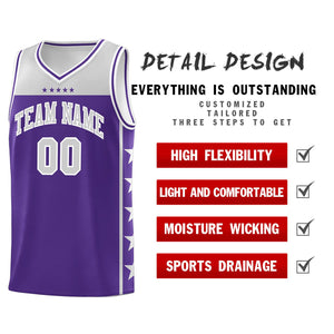 Custom Purple Gray Color Block Sets Sports Uniform Basketball Jersey