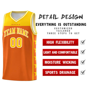 Custom Orange Yellow Color Block Sets Sports Uniform Basketball Jersey