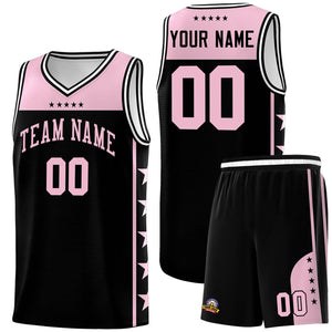 Custom Black Light Pink Color Block Sets Sports Uniform Basketball Jersey