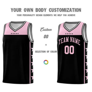 Custom Black Light Pink Color Block Sets Sports Uniform Basketball Jersey