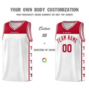 Custom White Red Color Block Sets Sports Uniform Basketball Jersey