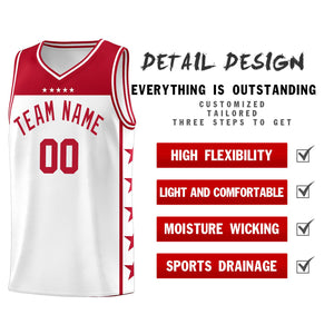 Custom White Red Color Block Sets Sports Uniform Basketball Jersey