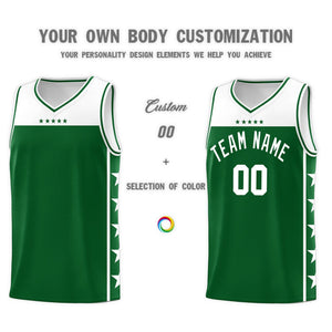 Custom Kelly Green White Color Block Sets Sports Uniform Basketball Jersey