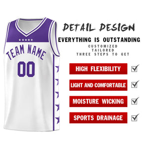 Custom White Purple Color Block Sets Sports Uniform Basketball Jersey