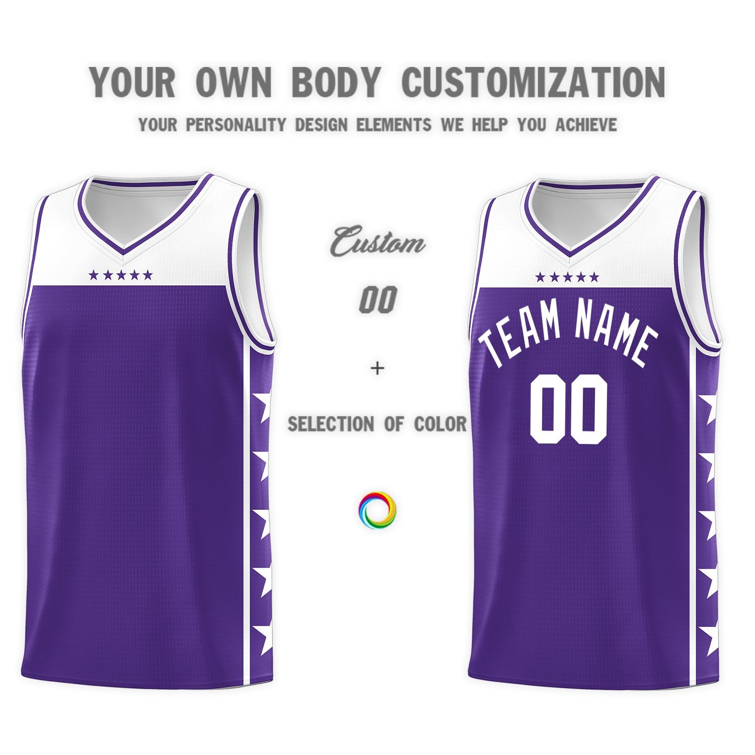 Custom Purple White Color Block Sets Sports Uniform Basketball Jersey