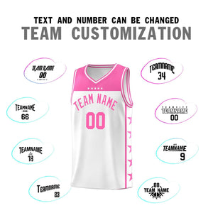 Custom White Pink Color Block Sets Sports Uniform Basketball Jersey