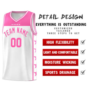 Custom White Pink Color Block Sets Sports Uniform Basketball Jersey