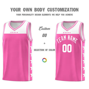 Custom Pink White Color Block Sets Sports Uniform Basketball Jersey