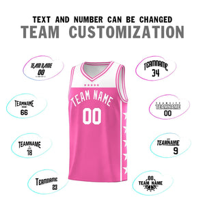 Custom Pink White Color Block Sets Sports Uniform Basketball Jersey